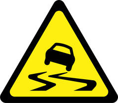 道路湿滑的警告标志