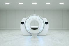MRI,医院环境下的完整CAT扫描系统.概念医学，技术，未来。3D渲染，3D插图，复制空间