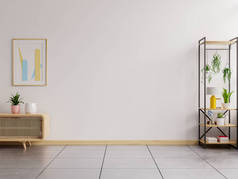 Empty room on white wall background.3D rendering