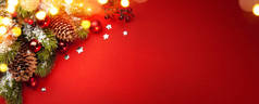 艺术红色圣诞假期背景;贺卡