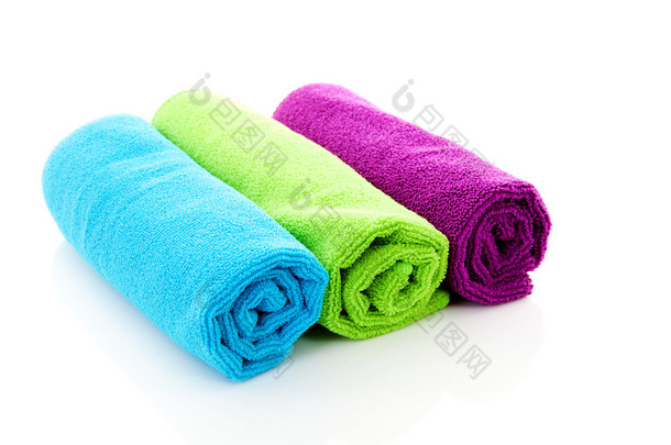 三个多彩热轧的毛巾