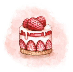 草莓奶油蛋糕的插图