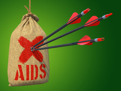 艾滋病-箭射在红色标记目标.