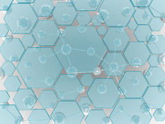 六角形玻璃和银分子科学技术空间空白
