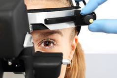 眼科医生检查眼睛使用眼科设备
