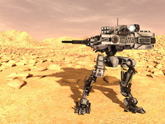 3d cg 渲染的一个战斗机器人