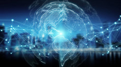 连接系统全球世界观3d 渲染