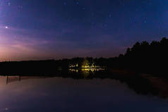 星空, 银河, 美丽的风景, 晚上时间, 白俄罗斯.