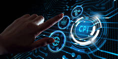 CPI 。虚拟屏幕上的消费者价格指数概念。商业、技术、互联网和网络概念.