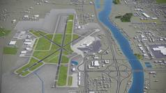 Moline Quad City International Airport - 3D模型空中渲染