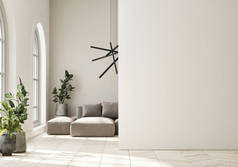 现代家居室内环境，客厅，简约风格，3D渲染，3D插图