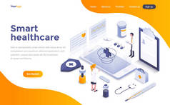 现代平面设计用于网站和移动网站的智能医疗