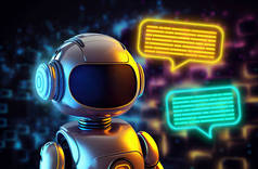 A breakthrough in artificial intelligence.. The concept of chatting with artificial intelligence. Ch