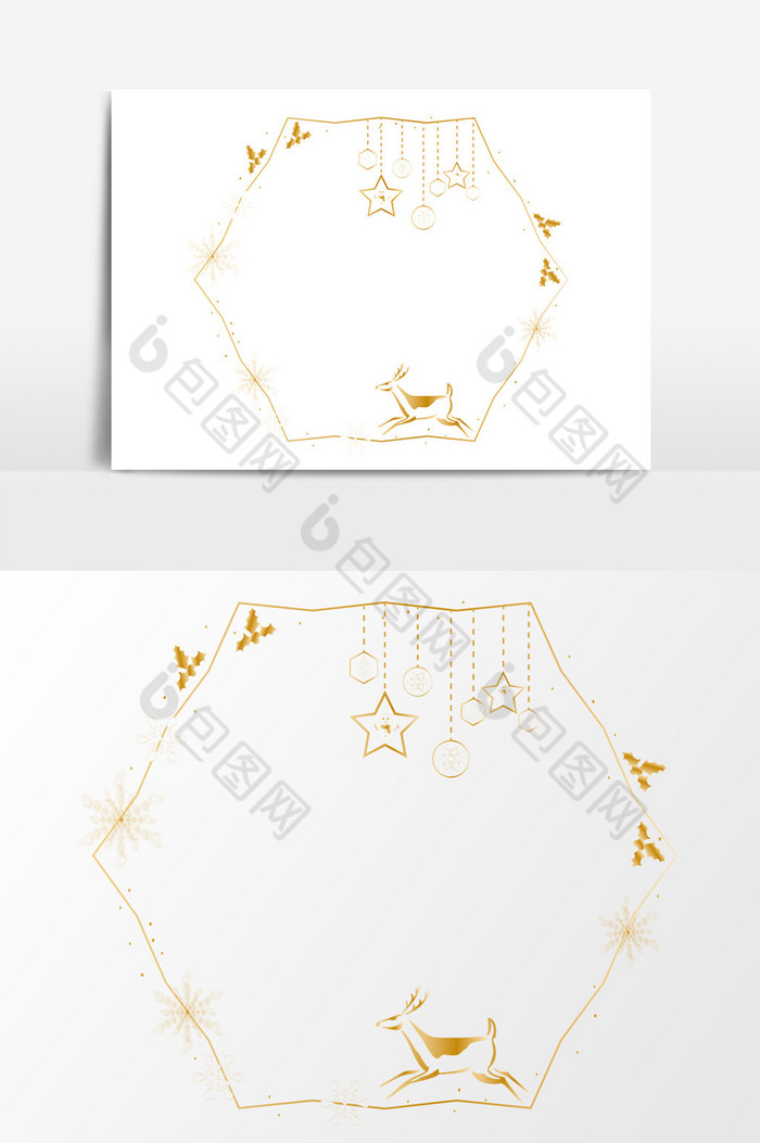 圣诞节金色驯鹿雪花小装饰ai边框图片图片