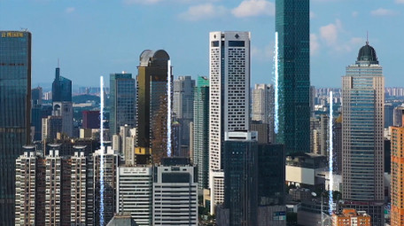 科技粒子光线穿越城市特效合成片头片尾