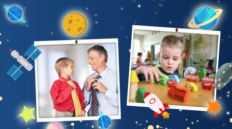 蓝色卡通太空儿童成长记录相册AE模板