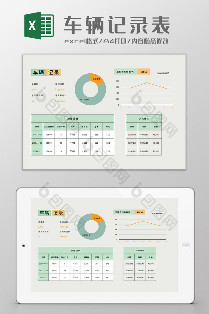 个人车辆日志excel模板图片图片