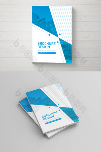 蓝色大气创意几何企业画册封面设计图片