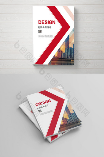 红色高端简约几何企业 画册封面设计图片