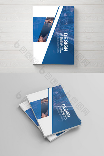 蓝色创意高端几何企业画册封面设计图片