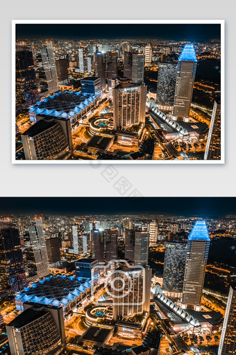 新加坡CBD夜景摄影航拍城市摄影图片