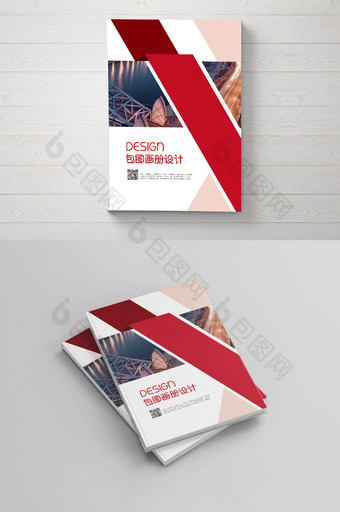 红色简约 大气高端创意企业画册封面设计图片