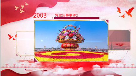 红色大气党政时间线图文AE模板