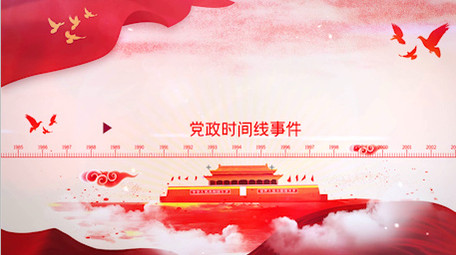 红色大气党政时间线图文AE模板