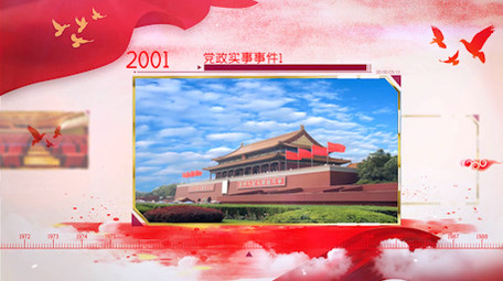 红色大气党政时间线图文AE模板