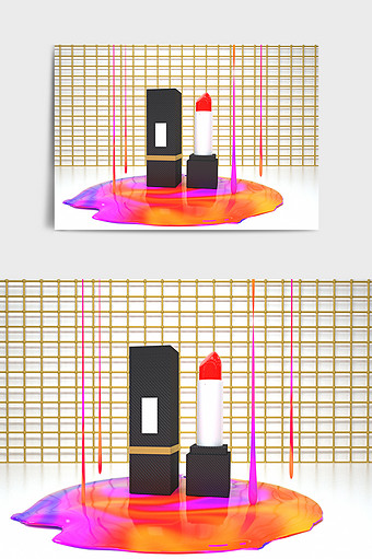 个性口红C4D化妆品模型图片