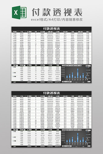 付款透视表Excel模板图片