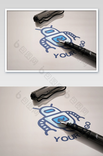 钢笔手绘描字印字logo标志样机图片