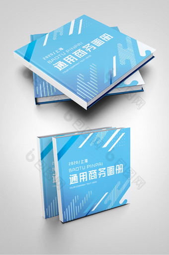 蓝色抽象线条创意商务画册封面图片