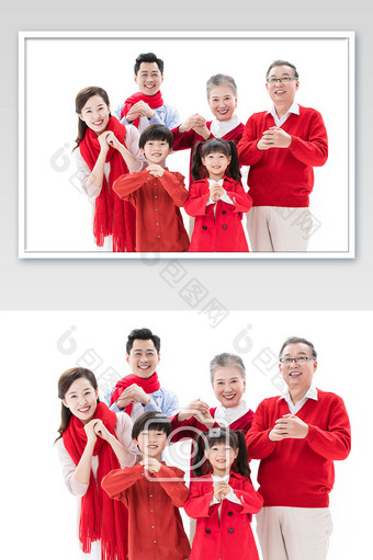 春节新年一家人家庭拜年祝福图片