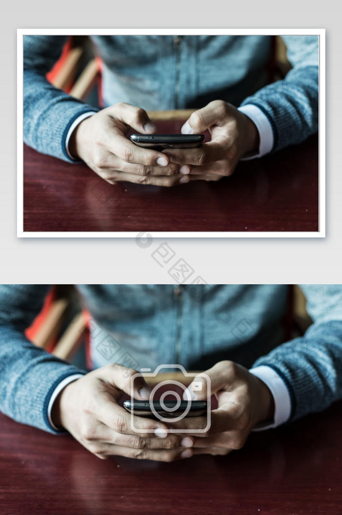 双手玩手机的坐着的人图片图片