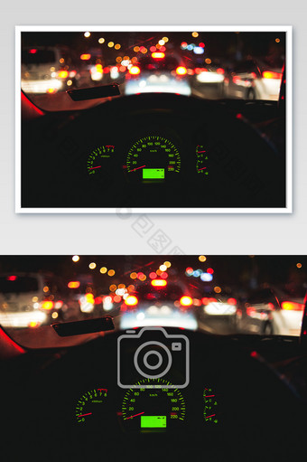 夜晚行驶的汽车仪表盘图片