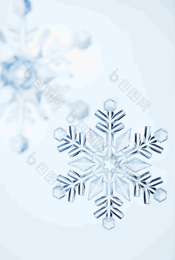 雪花冬天水晶透明美丽晶体特写图