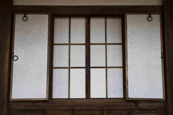 韩式特色房屋窗户建筑特写摄影图