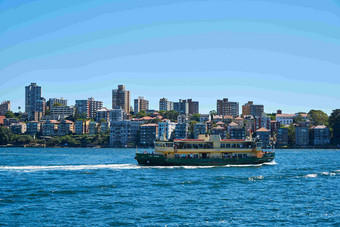 悉尼歌剧院岛海上的<strong>轮船</strong>摄影图