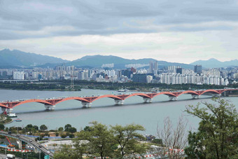 韩国首尔邯钢大桥及城市风貌