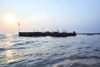 水产养殖场钓鱼行业风景摄影图