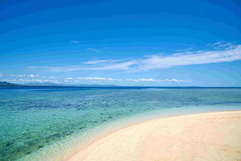 斐济岛金色沙滩蔚蓝大海风景摄影图