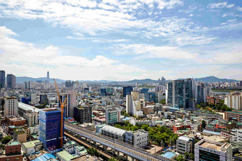 城市全景高楼建筑场景摄影图
