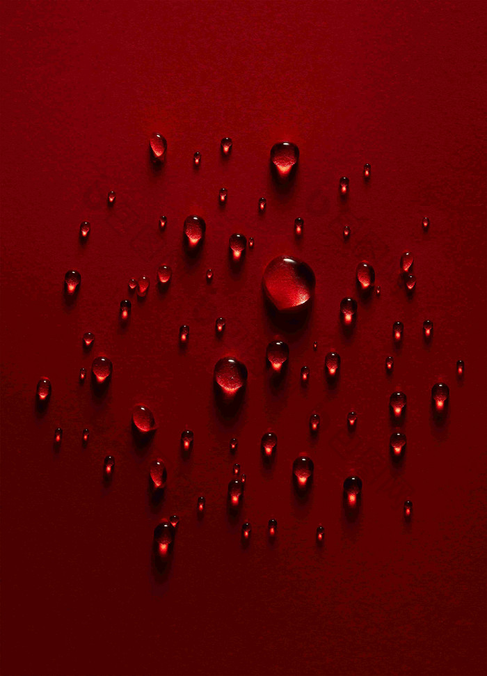 红色背景水珠广告素材摄影图