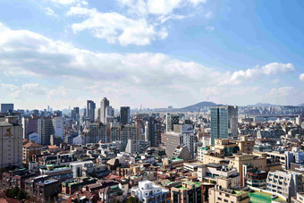 首尔城市建筑群风光摄影图