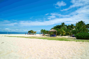 斐济假期沙滩海水绿洲风景摄影图