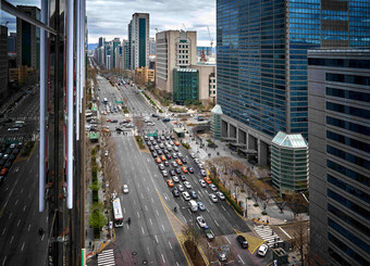 现代城市都市高楼交通道路风景摄影图