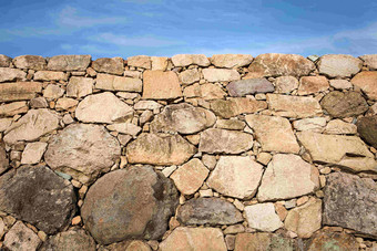 石头堆砌的日本堡垒墙壁摄影图