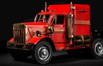 红色卡车重型车模型摄影图