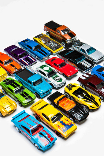 各种收藏级古董给汽车模型玩具摄影图